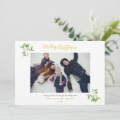 Cartes Pour Fêtes Annuelles Photo Mistletoe Gold Script Joyeux Noël (Debout devant)