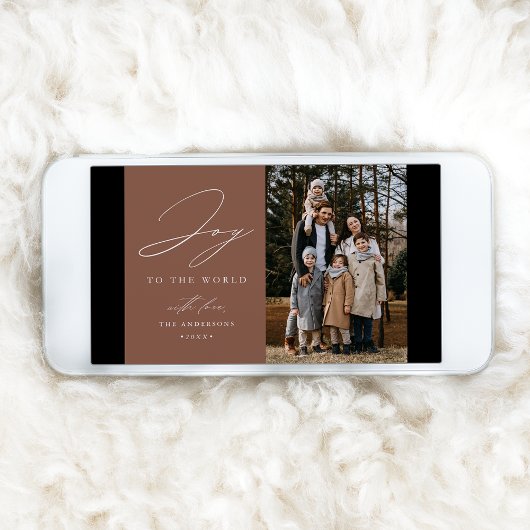 Cartes Pour Fêtes Annuelles Photo Mocha moderne Joy to the World