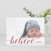 Cartes Pour Fêtes Annuelles Photo Modern Script Believe (Debout devant)