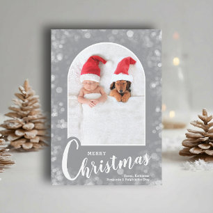 Cartes Pour Fêtes Annuelles Photo moderne arqué sur Noël gris