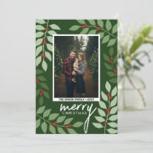 Cartes Pour Fêtes Annuelles Photo moderne baies eucalyptus branches Noël (Debout devant)