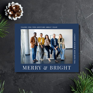Cartes Pour Fêtes Annuelles Photo moderne Bleu Entreprise Noël