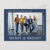 Cartes Pour Fêtes Annuelles Photo moderne Bleu Entreprise Noël (Devant)