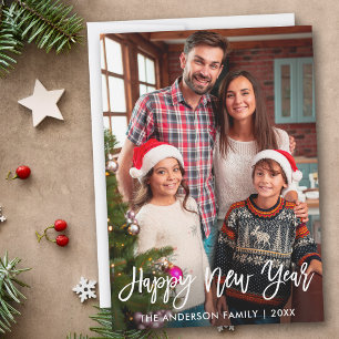 Cartes Pour Fêtes Annuelles Photo Moderne Brosse Script Bonne année