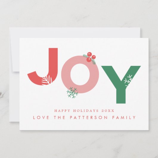 Cartes Pour Fêtes Annuelles Photo moderne Christmas Bold Script JOY (Devant)