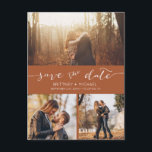 Cartes Pour Fêtes Annuelles Photo moderne Collage en terre cuite Enregistrer l<br><div class="desc">Choisissez les meilleures photos de votre séance photo fiançailles ou vos photos préférées de vous deux pour cette parfaite enregistrer la date. Les mots sauvegardent la date sont écrits à la main pour donner une impression personnelle à la carte postale. Modifiez cette option pour enregistrer la carte de mariage de...</div>