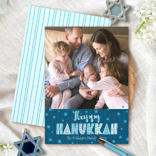 Cartes Pour Fêtes Annuelles Photo Moderne de Hanukkah Joyeux avec Typographie