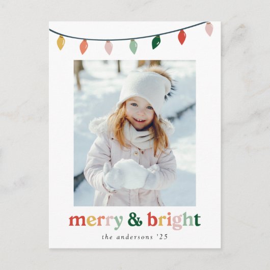 Cartes Pour Fêtes Annuelles Photo moderne de Joyeux et lumineux 2 (Devant)