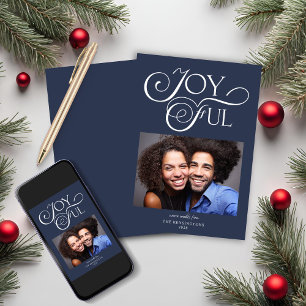 Cartes Pour Fêtes Annuelles Photo moderne de Noël bleu joyeux