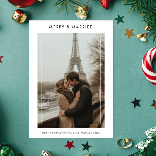 Cartes Pour Fêtes Annuelles Photo moderne de Noël Joyeux et Marié
