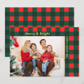 Cartes Pour Fêtes Annuelles Photo moderne de Noël rouge vert (Devant / Derrière)