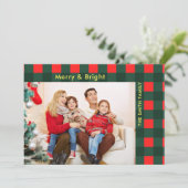 Cartes Pour Fêtes Annuelles Photo moderne de Noël rouge vert (Debout devant)