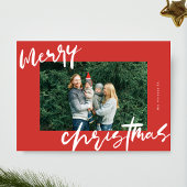Cartes Pour Fêtes Annuelles photo moderne design blanc & rouge joyeux noël