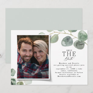 Cartes Pour Fêtes Annuelles Photo moderne élégante eucalyptus enregistrer la d