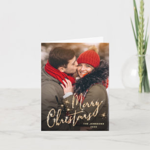 Cartes Pour Fêtes Annuelles PHOTO Moderne Golden Noël Salutation