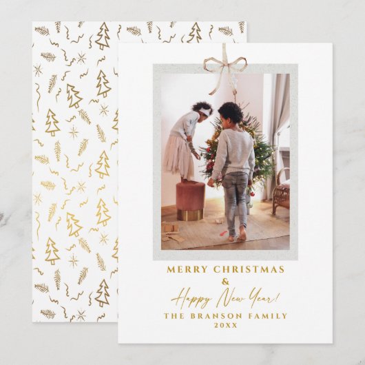 Cartes Pour Fêtes Annuelles Photo moderne Joyeux Noël (Devant / Derrière)