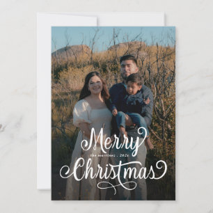 Cartes Pour Fêtes Annuelles Photo moderne Joyeux Noël élégant script Holi
