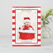 Cartes Pour Fêtes Annuelles Photo moderne Joyeux Noël Rouge en bande (Debout devant)