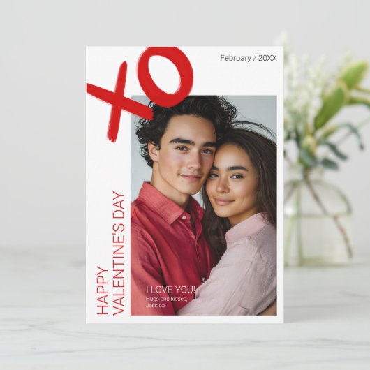 Cartes Pour Fêtes Annuelles Photo moderne Joyeux Valentines Jour XO Anniversai (Debout devant)