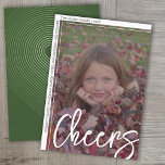 Cartes Pour Fêtes Annuelles Photo Moderne - Limite de la frontière blanche à l<br><div class="desc">CONCEPTION AVANT : Un accueil de Noël - applaudissements - est au-dessus de la photo dans une grande police de caractères tendance. La photo verticale est hors centre, et la signature de la famille entoure la bordure blanche. Un mince accent de bordure blanche est également inclus. — DESIGN : Le...</div>