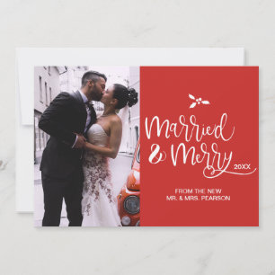Cartes Pour Fêtes Annuelles Photo moderne Marié et Joyeux Mariage Noël