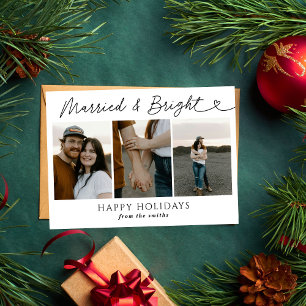 Cartes Pour Fêtes Annuelles Photo moderne mariée et brillante Noël nouveau mar