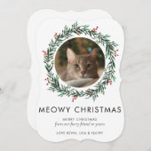 Cartes Pour Fêtes Annuelles Photo moderne Meowy Noël Chat de Noël Wreath (Devant / Derrière)