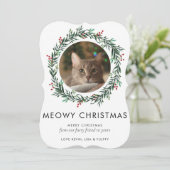 Cartes Pour Fêtes Annuelles Photo moderne Meowy Noël Chat de Noël Wreath (Debout devant)