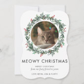 Cartes Pour Fêtes Annuelles Photo moderne Meowy Noël Chat de Noël Wreath (Devant)