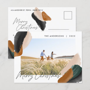 Cartes Pour Fêtes Annuelles Photo moderne minimaliste à l'aquarelle en terre c