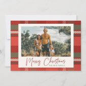 Cartes Pour Fêtes Annuelles Photo moderne Plaid Red Custom (Devant)