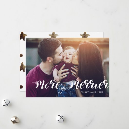 Cartes Pour Fêtes Annuelles Photo Moderne « Plus Et Plus Joyeux » (Devant/Arrière en situation)