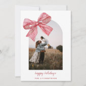 Cartes Pour Fêtes Annuelles Photo moderne Red Candy Stripes Bow & Arch (Devant)