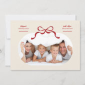 Cartes Pour Fêtes Annuelles Photo moderne rouge Bow Oval Happest (Devant)