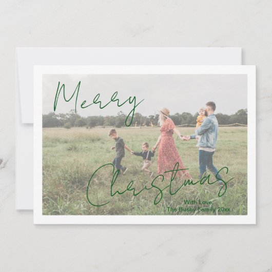 Cartes Pour Fêtes Annuelles Photo moderne Vert rustique Script élégant Noël (Devant)