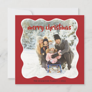 Cartes Pour Fêtes Annuelles Photo moderne Wavy Frame Red Holiday