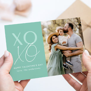 Cartes Pour Fêtes Annuelles Photo moderne XOXO Mint vert Saint Valentin