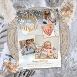 Cartes Pour Fêtes Annuelles Photo Noël<br><div class="desc">Une élégante carte de faire-part de naissance de vacances de collage photo 4 pour vous de personnaliser avec vos photos spéciales encadrées en or, message de vacances, noms et statistiques de naissance. L'inverse est caractérisé par des flocons de neige tombant sur un arrière - plan de gel hivernal correspondant. Conçu...</div>