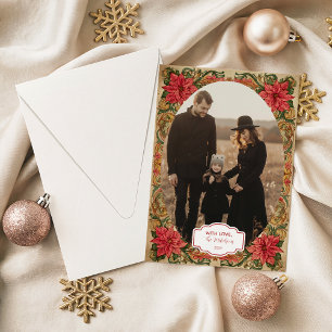 Cartes Pour Fêtes Annuelles Photo Noël Baroque Poinsettia Noël
