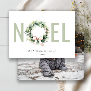 Cartes Pour Fêtes Annuelles Photo Noel Blush Green Christmas