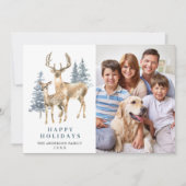 Cartes Pour Fêtes Annuelles PHOTO Noël Elégant Cerf Pine Tree (Devant)