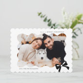 Cartes Pour Fêtes Annuelles Photo Noir et blanc Noël Simple Bow (Debout devant)