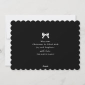 Cartes Pour Fêtes Annuelles Photo Noir et blanc Noël Simple Bow (Dos)