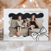 Cartes Pour Fêtes Annuelles Photo Noir et blanc Noël Simple Bow