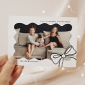 Cartes Pour Fêtes Annuelles Photo Noir et blanc Noël Simple Bow