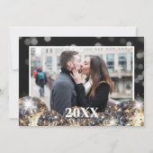 Cartes Pour Fêtes Annuelles Photo Or Noir Bonne Année (Dos)