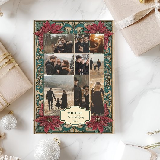 Cartes Pour Fêtes Annuelles Photo Ornate Poinsettia Noël