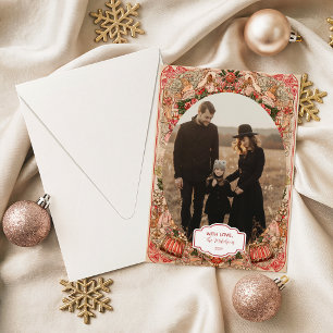 Cartes Pour Fêtes Annuelles Photo Ornement Botanique Élégant Noël