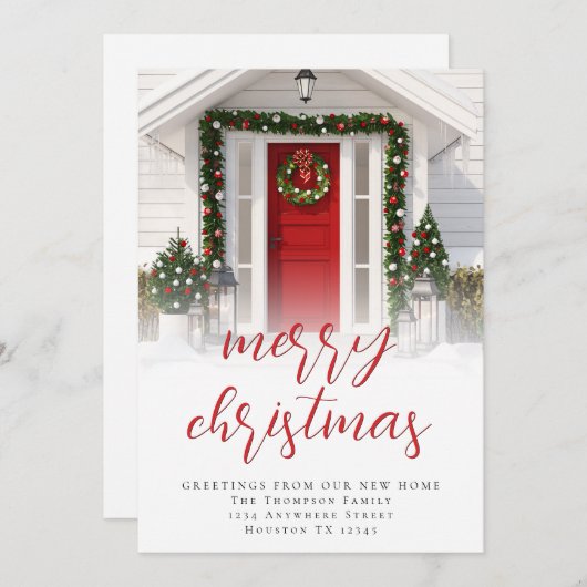 Cartes Pour Fêtes Annuelles Photo Overlay Script Joyeux Noël Nouveau Accueil (Devant / Derrière)