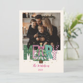Cartes Pour Fêtes Annuelles Photo Pastel Patchwork Merry Christmas (Debout devant)